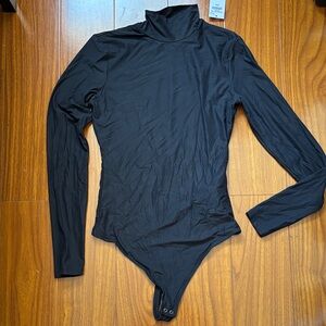 A+F Black Turtleneck Mockneck Long Sleeve Bodysuit
